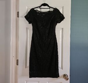 Miusol Black Sheath Midi Dress Crew Neck Short Sleeve Size XL